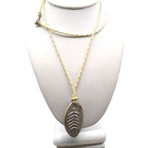 E&H Trading Fish Skeleton Fossil Pendant Necklace, Vintage Silver Tone Impressio
